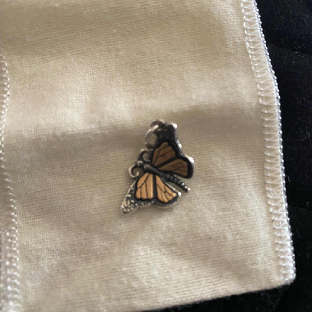 Butterfly  Charm in Silver and Orange bronze